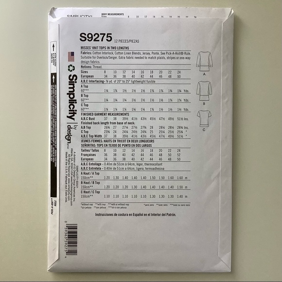 Simplicity S9275 Sewing Pattern - Picture 6 of 6